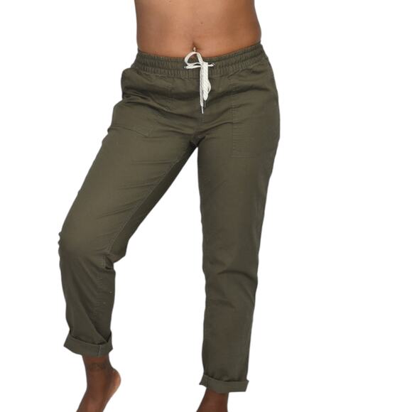 Vuori Vintage Ripstop Pants Green Cuffed Ankle Crop Cotton Drawstring Pull On XS - Picture 8 of 16